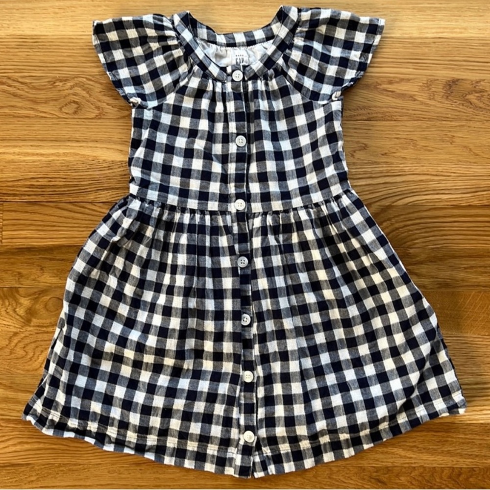 Gap Kids Girls Navy Gingham Dress - 5T